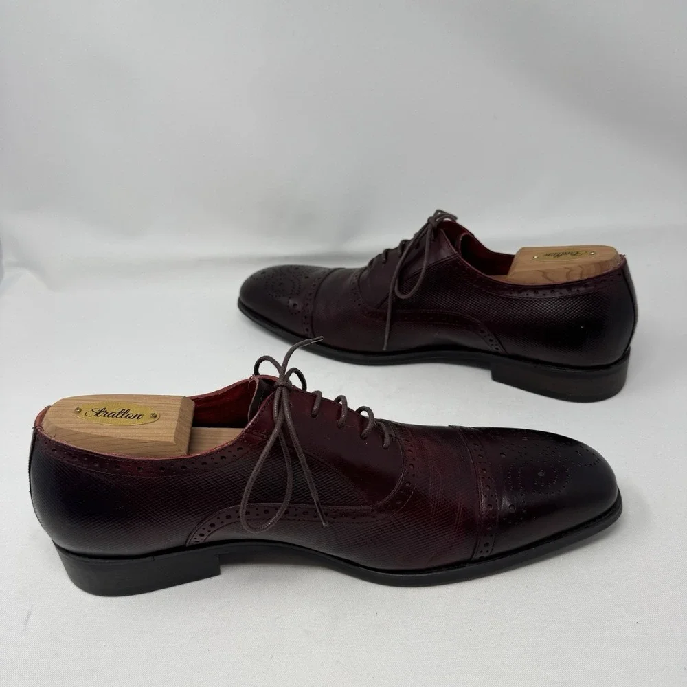 Moretti Black Label‎ Oxford Dress Shoes Men 12 Burgundy Cap Toe Leather